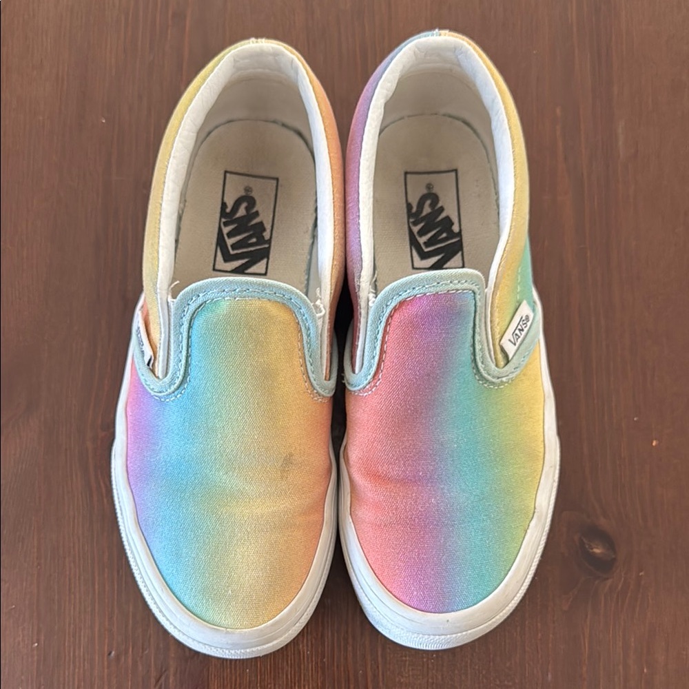 Vans Pink and Blue Slip-On Sneakers Classic Style